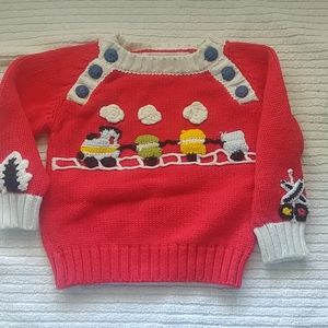 6mo. Powell Craft Red Embroidered Train Sweater